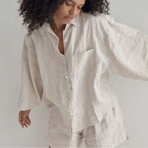 SOLD • Deiji Studios Washed Linen Shirt in Oatmeal